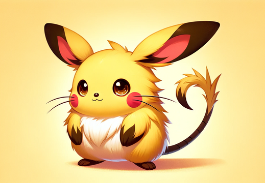 DALL·E 2023-11-07 11.09.05 - Create a wallpaper featuring a small, chubby, rodent-like creature with plush yellow fur. The creature should have long, yellow ears with stylish blac