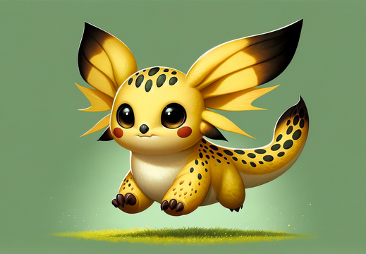 DALL·E 2023-11-07 11.15.09 - Create a wallpaper featuring a small, chubby dragon with the playful appearance of a rodent, featuring yellow scales. The dragon has elongated yellow 